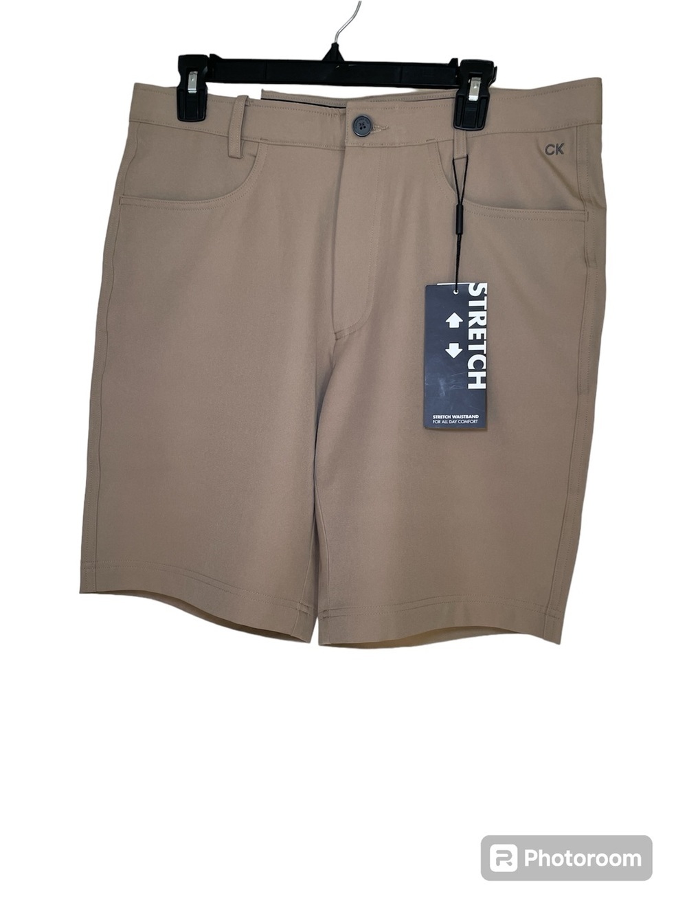 Calvin Klein Men's Stretch Flat-Front Khaki Shorts sz 32